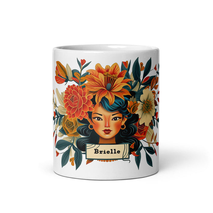 Brielle Exclusive Name Art Piece Home Office Work Coffee Mug Mexican Spanish Pride Gift Cup One-Of-A-Kind Calligraphy White Glossy Mug | B3 Mexicada