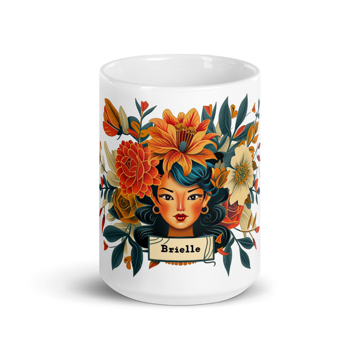 Brielle Exclusive Name Art Piece Home Office Work Coffee Mug Mexican Spanish Pride Gift Cup One-Of-A-Kind Calligraphy White Glossy Mug | B3 Mexicada