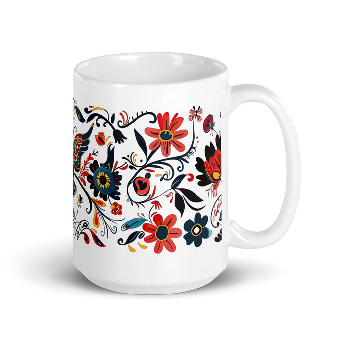 Brielle Exclusive Name Art Piece Home Office Work Coffee Mug Mexican Spanish Pride Gift Cup One-Of-A-Kind Calligraphy White Glossy Mug | B4 Mexicada 15 oz