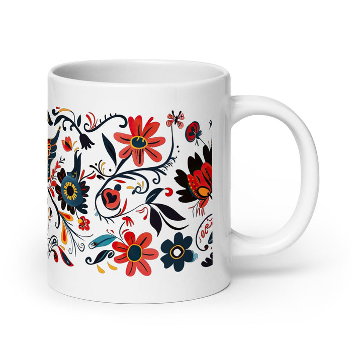 Brielle Exclusive Name Art Piece Home Office Work Coffee Mug Mexican Spanish Pride Gift Cup One-Of-A-Kind Calligraphy White Glossy Mug | B4 Mexicada 20 oz