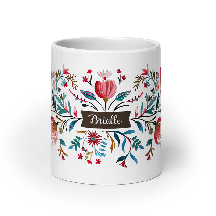 Brielle Exclusive Name Art Piece Home Office Work Coffee Mug Mexican Spanish Pride Gift Cup One-Of-A-Kind Calligraphy White Glossy Mug | B5 Mexicada