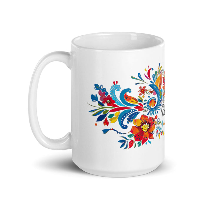 Brielle Exclusive Name Art Piece Home Office Work Coffee Mug Mexican Spanish Pride Gift Cup One-Of-A-Kind Calligraphy White Glossy Mug | B6 Mexicada