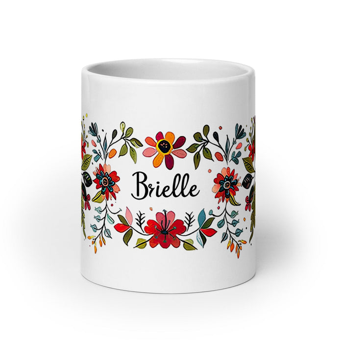 Brielle Exclusive Name Art Piece Home Office Work Coffee Mug Mexican Spanish Pride Gift Cup One-Of-A-Kind Calligraphy White Glossy Mug | B8 Mexicada