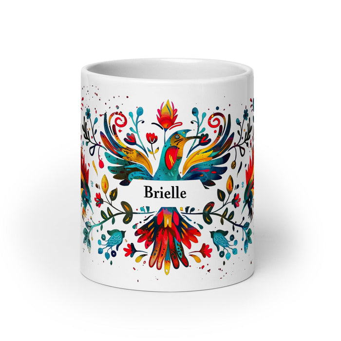 Brielle Exclusive Name Art Piece Home Office Work Coffee Mug Mexican Spanish Pride Gift Cup One-Of-A-Kind Calligraphy White Glossy Mug | B9 Mexicada