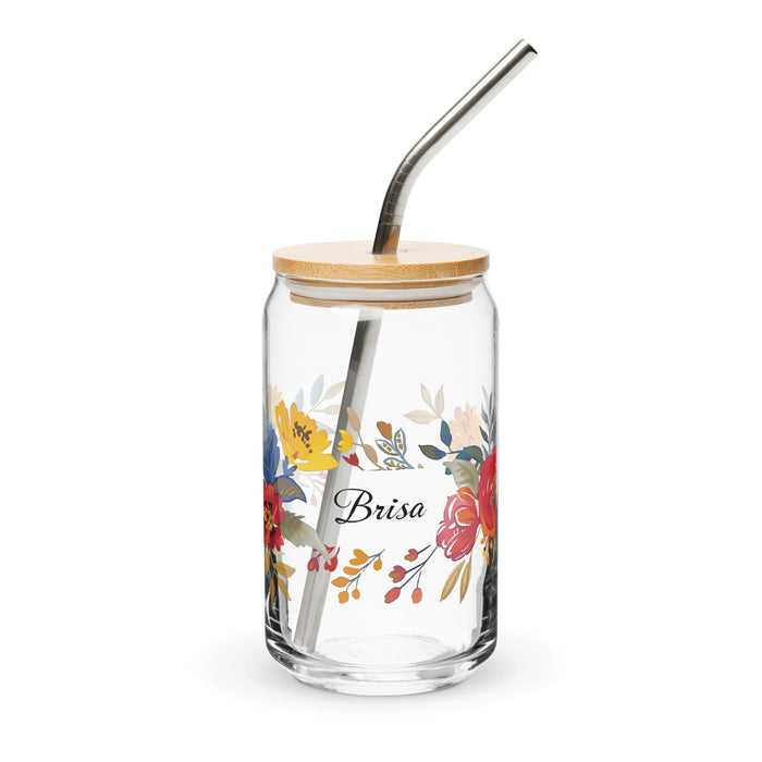 Brisa Exclusive Name Art Piece Can-Shaped Glass Home Office Work Mexican Spanish Pride Gift Cup One-Of-A-Kind Calligraphy Glass | B1 Mexicada 16 oz With Lid & Straw