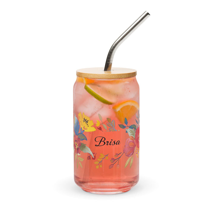 Brisa Exclusive Name Art Piece Can-Shaped Glass Home Office Work Mexican Spanish Pride Gift Cup One-Of-A-Kind Calligraphy Glass | B1 Mexicada