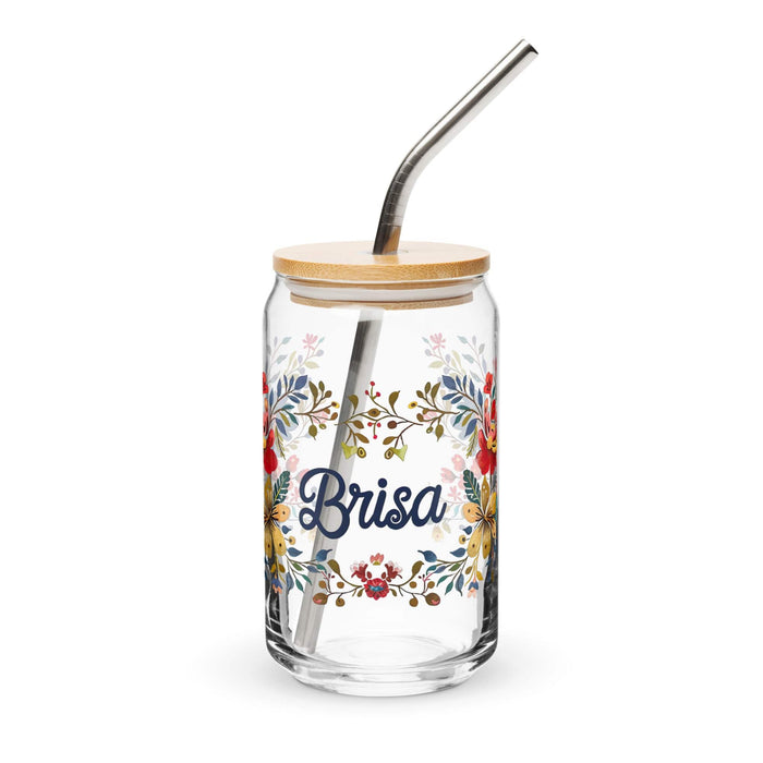 Brisa Exclusive Name Art Piece Can-Shaped Glass Home Office Work Mexican Spanish Pride Gift Cup One-Of-A-Kind Calligraphy Glass | B10 Mexicada 16 oz With Lid & Straw