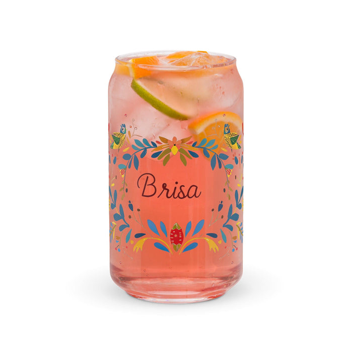 Brisa Exclusive Name Art Piece Can-Shaped Glass Home Office Work Mexican Spanish Pride Gift Cup One-Of-A-Kind Calligraphy Glass | B12 Mexicada