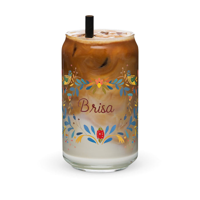 Brisa Exclusive Name Art Piece Can-Shaped Glass Home Office Work Mexican Spanish Pride Gift Cup One-Of-A-Kind Calligraphy Glass | B12 Mexicada