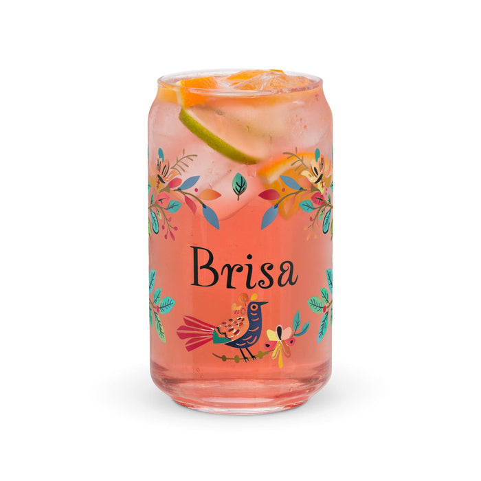 Brisa Exclusive Name Art Piece Can-Shaped Glass Home Office Work Mexican Spanish Pride Gift Cup One-Of-A-Kind Calligraphy Glass | B13 Mexicada