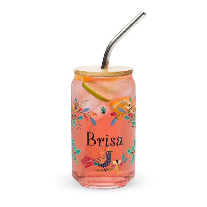 Brisa Exclusive Name Art Piece Can-Shaped Glass Home Office Work Mexican Spanish Pride Gift Cup One-Of-A-Kind Calligraphy Glass | B13 Mexicada