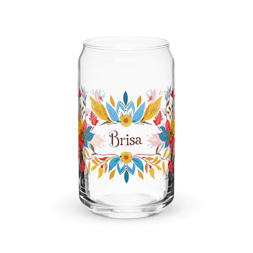 Brisa Exclusive Name Art Piece Can-Shaped Glass Home Office Work Mexican Spanish Pride Gift Cup One-Of-A-Kind Calligraphy Glass | B14 Mexicada 16 oz