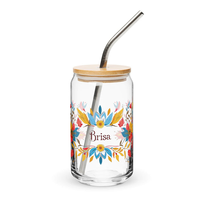 Brisa Exclusive Name Art Piece Can-Shaped Glass Home Office Work Mexican Spanish Pride Gift Cup One-Of-A-Kind Calligraphy Glass | B14 Mexicada 16 oz With Lid & Straw