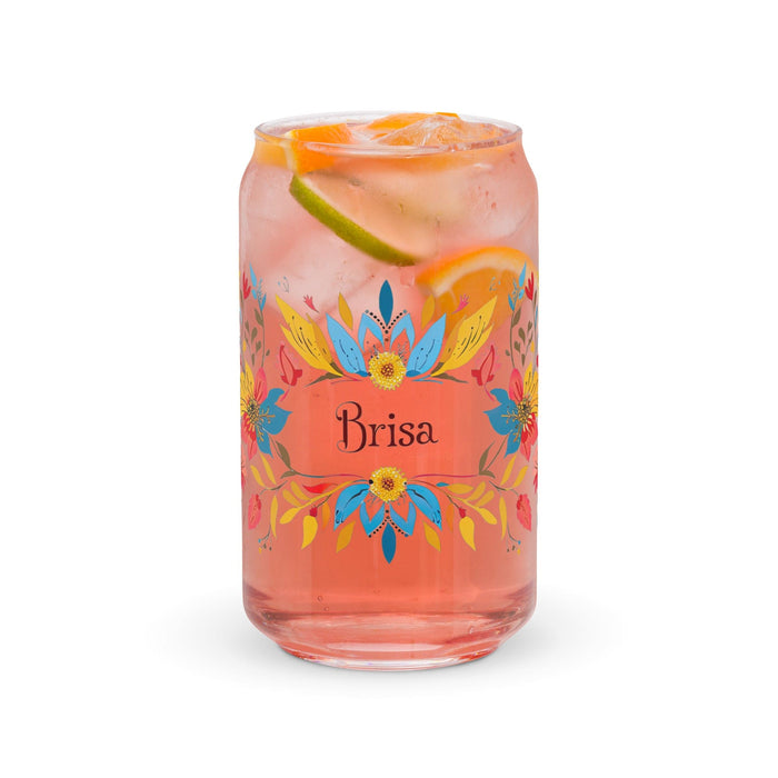 Brisa Exclusive Name Art Piece Can-Shaped Glass Home Office Work Mexican Spanish Pride Gift Cup One-Of-A-Kind Calligraphy Glass | B14 Mexicada