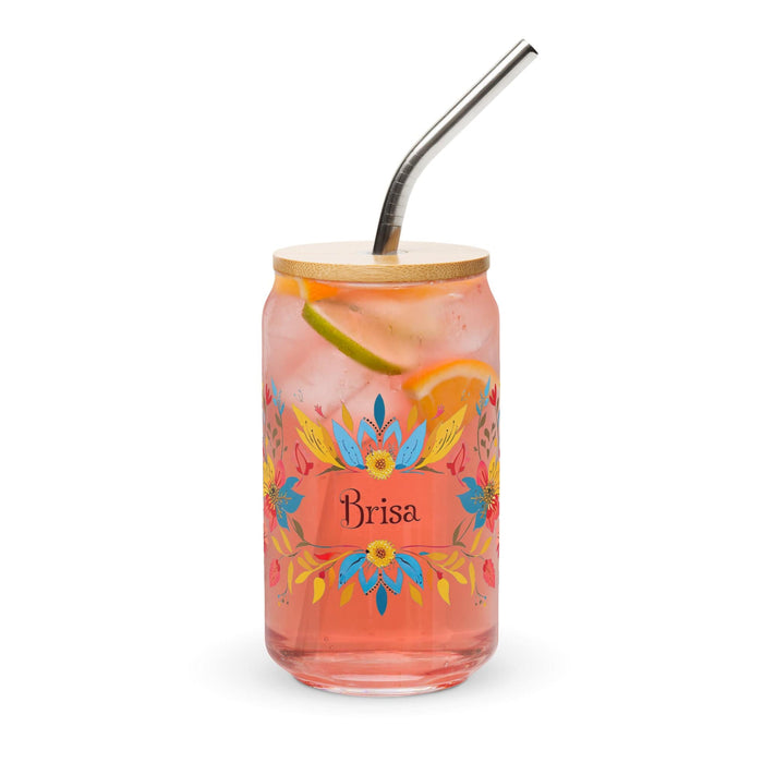 Brisa Exclusive Name Art Piece Can-Shaped Glass Home Office Work Mexican Spanish Pride Gift Cup One-Of-A-Kind Calligraphy Glass | B14 Mexicada