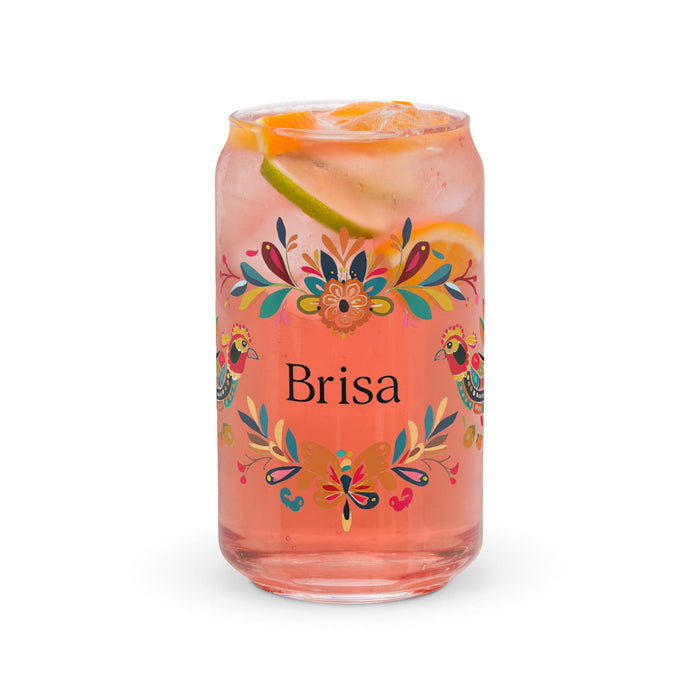 Brisa Exclusive Name Art Piece Can-Shaped Glass Home Office Work Mexican Spanish Pride Gift Cup One-Of-A-Kind Calligraphy Glass | B15 Mexicada