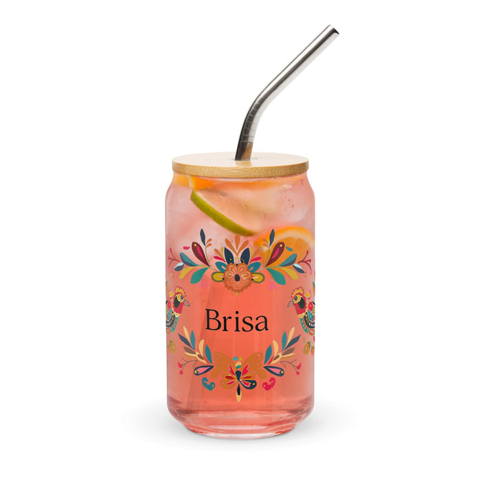 Brisa Exclusive Name Art Piece Can-Shaped Glass Home Office Work Mexican Spanish Pride Gift Cup One-Of-A-Kind Calligraphy Glass | B15 Mexicada