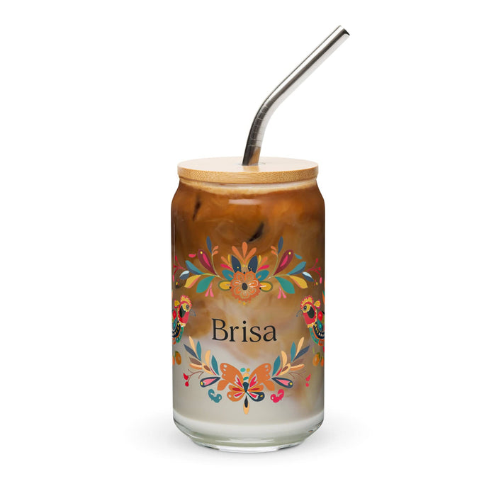 Brisa Exclusive Name Art Piece Can-Shaped Glass Home Office Work Mexican Spanish Pride Gift Cup One-Of-A-Kind Calligraphy Glass | B15 Mexicada