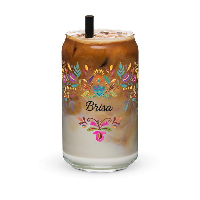 Brisa Exclusive Name Art Piece Can-Shaped Glass Home Office Work Mexican Spanish Pride Gift Cup One-Of-A-Kind Calligraphy Glass | B18 Mexicada