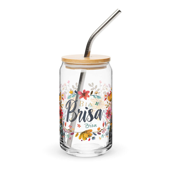 Brisa Exclusive Name Art Piece Can-Shaped Glass Home Office Work Mexican Spanish Pride Gift Cup One-Of-A-Kind Calligraphy Glass | B21 Mexicada 16 oz With Lid & Straw