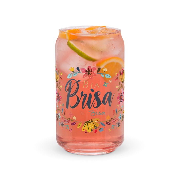 Brisa Exclusive Name Art Piece Can-Shaped Glass Home Office Work Mexican Spanish Pride Gift Cup One-Of-A-Kind Calligraphy Glass | B21 Mexicada