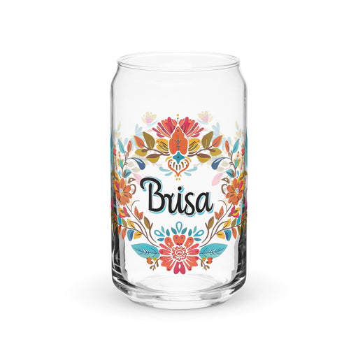 Brisa Exclusive Name Art Piece Can-Shaped Glass Home Office Work Mexican Spanish Pride Gift Cup One-Of-A-Kind Calligraphy Glass | B24 Mexicada 16 oz