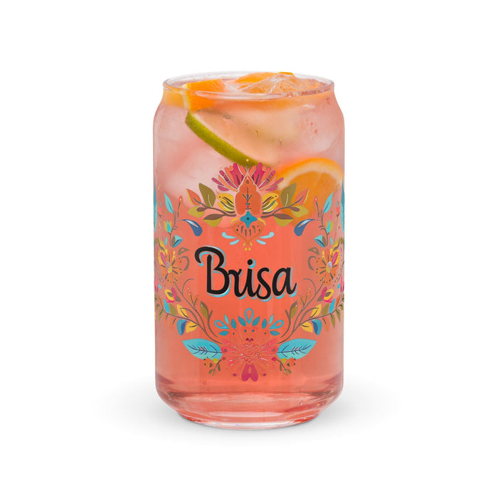 Brisa Exclusive Name Art Piece Can-Shaped Glass Home Office Work Mexican Spanish Pride Gift Cup One-Of-A-Kind Calligraphy Glass | B24 Mexicada