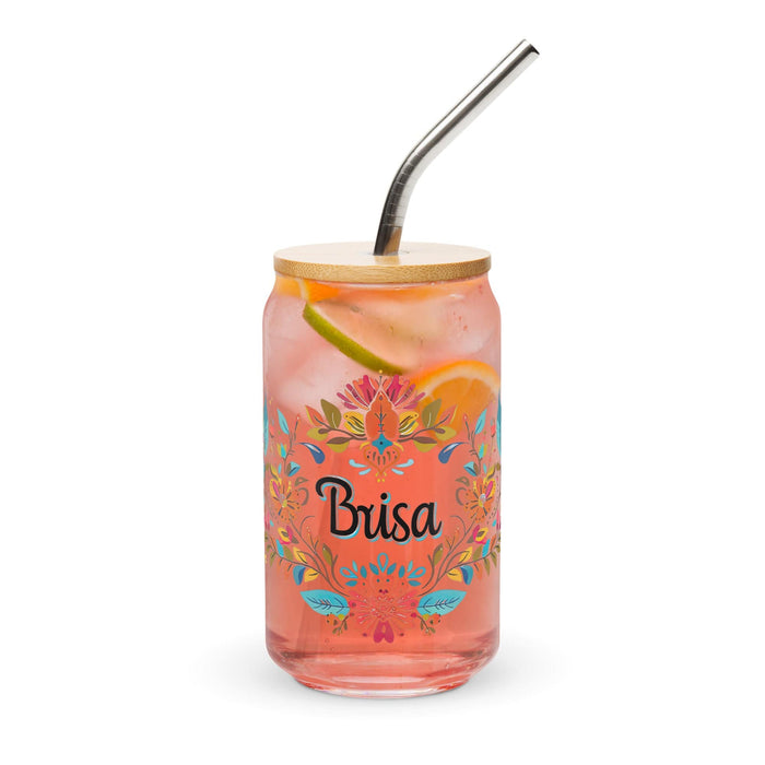 Brisa Exclusive Name Art Piece Can-Shaped Glass Home Office Work Mexican Spanish Pride Gift Cup One-Of-A-Kind Calligraphy Glass | B24 Mexicada