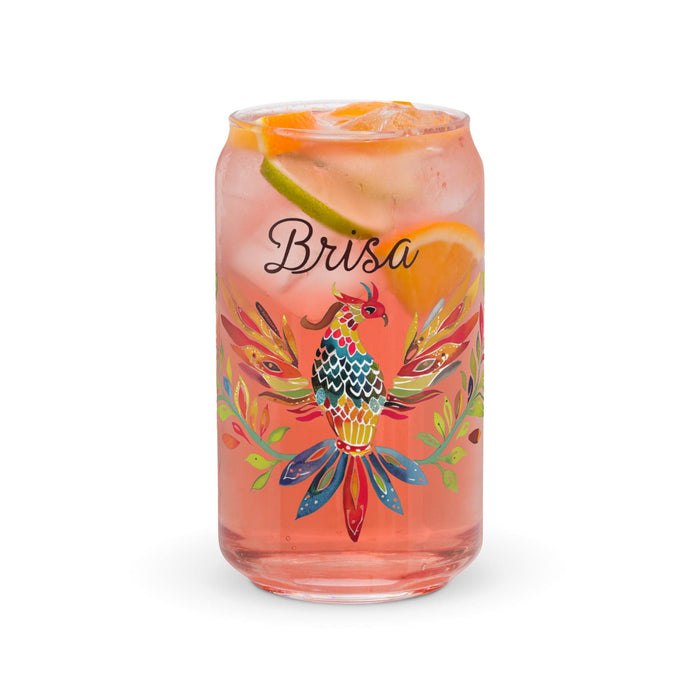 Brisa Exclusive Name Art Piece Can-Shaped Glass Home Office Work Mexican Spanish Pride Gift Cup One-Of-A-Kind Calligraphy Glass | B25 Mexicada