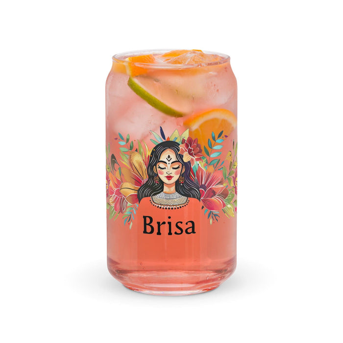 Brisa Exclusive Name Art Piece Can-Shaped Glass Home Office Work Mexican Spanish Pride Gift Cup One-Of-A-Kind Calligraphy Glass | B26 Mexicada