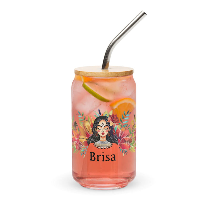 Brisa Exclusive Name Art Piece Can-Shaped Glass Home Office Work Mexican Spanish Pride Gift Cup One-Of-A-Kind Calligraphy Glass | B26 Mexicada