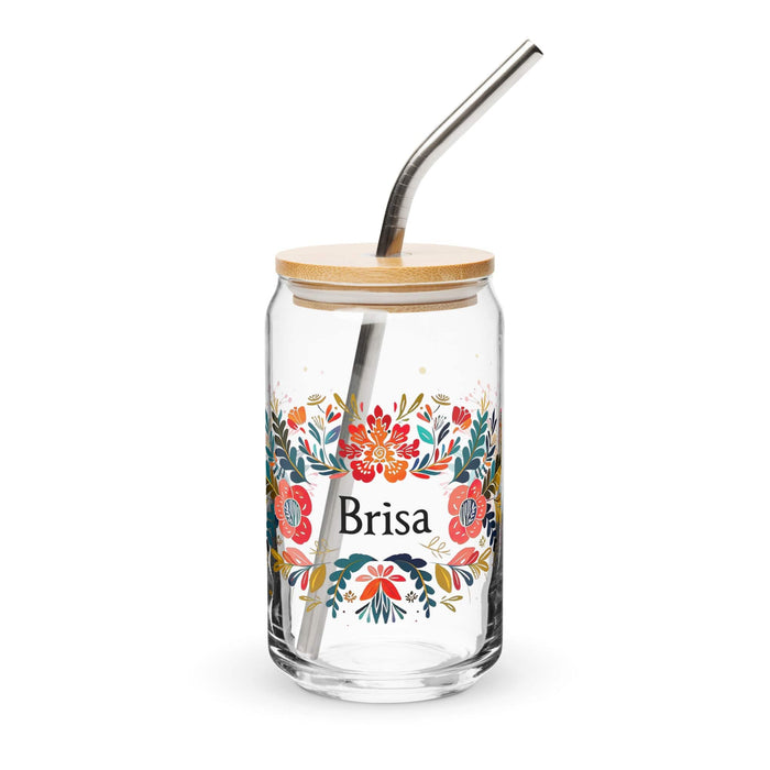 Brisa Exclusive Name Art Piece Can-Shaped Glass Home Office Work Mexican Spanish Pride Gift Cup One-Of-A-Kind Calligraphy Glass | B29 Mexicada 16 oz With Lid & Straw