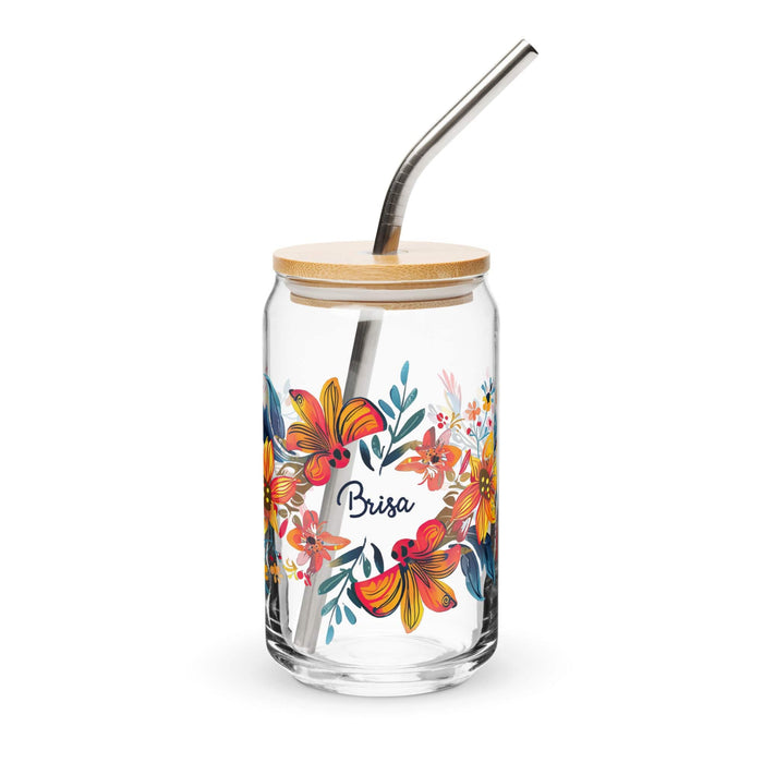 Brisa Exclusive Name Art Piece Can-Shaped Glass Home Office Work Mexican Spanish Pride Gift Cup One-Of-A-Kind Calligraphy Glass | B30 Mexicada 16 oz With Lid & Straw