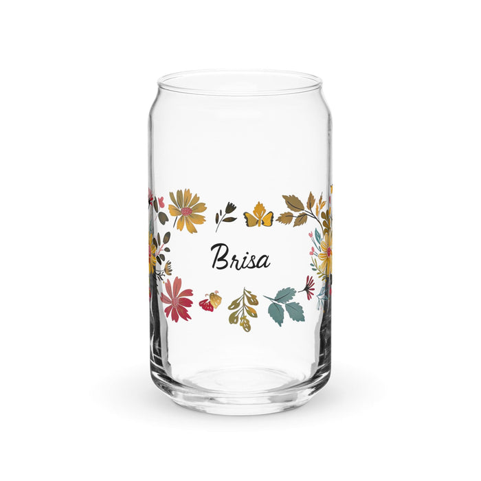 Brisa Exclusive Name Art Piece Can-Shaped Glass Home Office Work Mexican Spanish Pride Gift Cup One-Of-A-Kind Calligraphy Glass | B4 Mexicada 16 oz