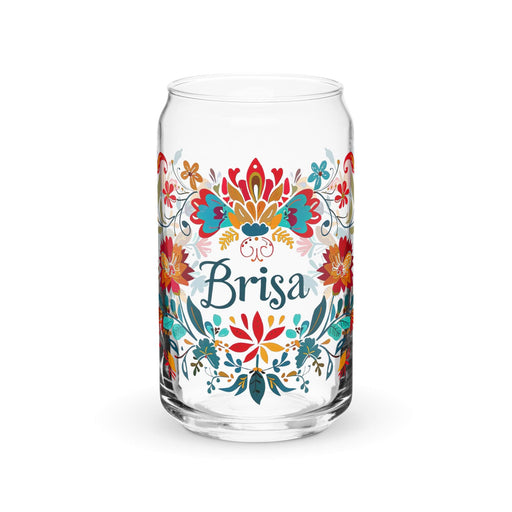 Brisa Exclusive Name Art Piece Can-Shaped Glass Home Office Work Mexican Spanish Pride Gift Cup One-Of-A-Kind Calligraphy Glass | B5 Mexicada 16 oz