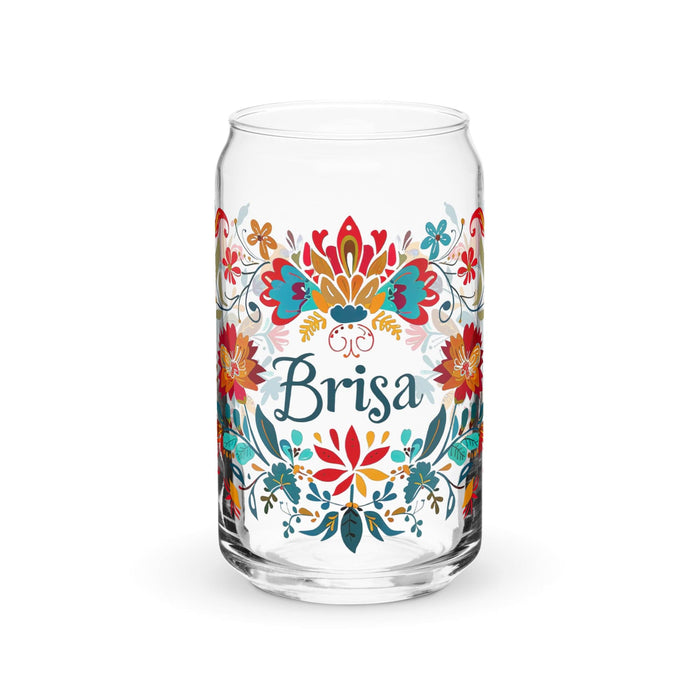 Brisa Exclusive Name Art Piece Can-Shaped Glass Home Office Work Mexican Spanish Pride Gift Cup One-Of-A-Kind Calligraphy Glass | B5 Mexicada 16 oz