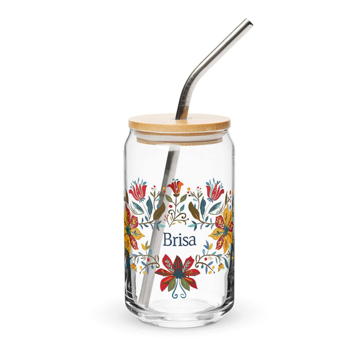 Brisa Exclusive Name Art Piece Can-Shaped Glass Home Office Work Mexican Spanish Pride Gift Cup One-Of-A-Kind Calligraphy Glass | B9 Mexicada 16 oz With Lid & Straw