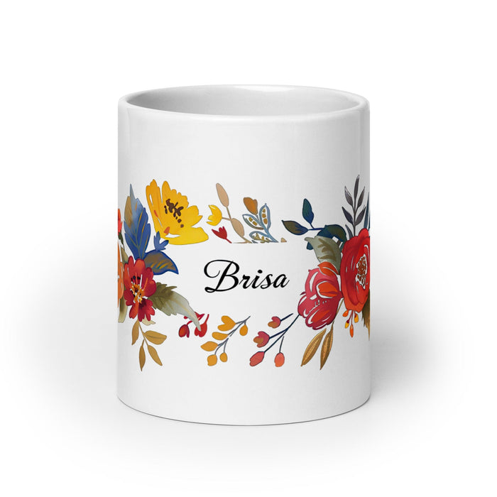 Brisa Exclusive Name Art Piece Home Office Work Coffee Mug Mexican Spanish Pride Gift Cup One-Of-A-Kind Calligraphy White Glossy Mug | B1 Mexicada