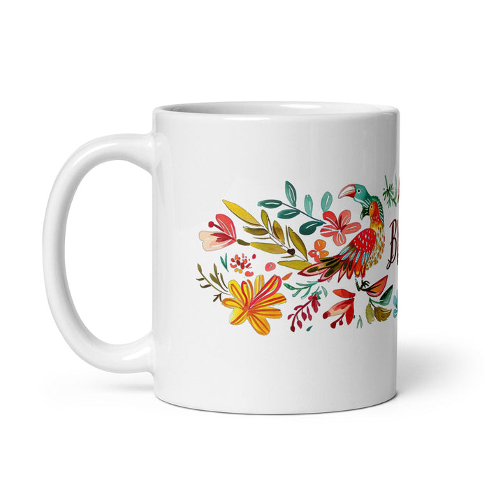 Brisa Exclusive Name Art Piece Home Office Work Coffee Mug Mexican Spanish Pride Gift Cup One-Of-A-Kind Calligraphy White Glossy Mug | B11 Mexicada