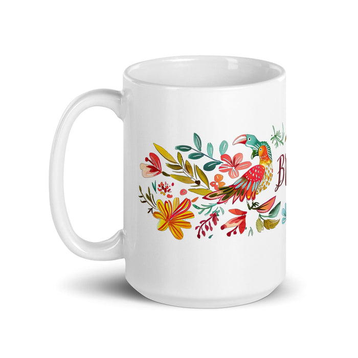 Brisa Exclusive Name Art Piece Home Office Work Coffee Mug Mexican Spanish Pride Gift Cup One-Of-A-Kind Calligraphy White Glossy Mug | B11 Mexicada