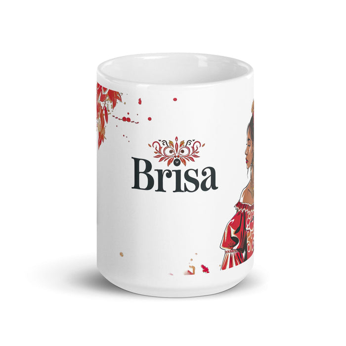 Brisa Exclusive Name Art Piece Home Office Work Coffee Mug Mexican Spanish Pride Gift Cup One-Of-A-Kind Calligraphy White Glossy Mug | B16 Mexicada