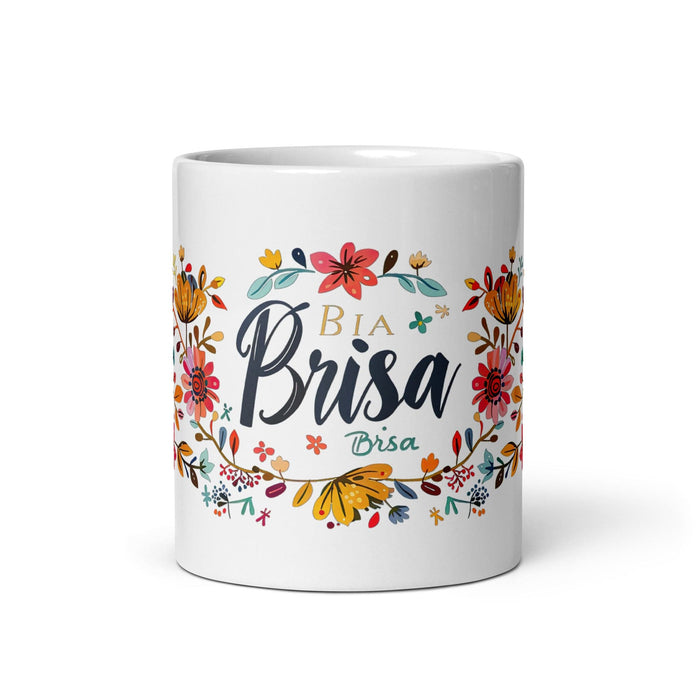 Brisa Exclusive Name Art Piece Home Office Work Coffee Mug Mexican Spanish Pride Gift Cup One-Of-A-Kind Calligraphy White Glossy Mug | B21 Mexicada