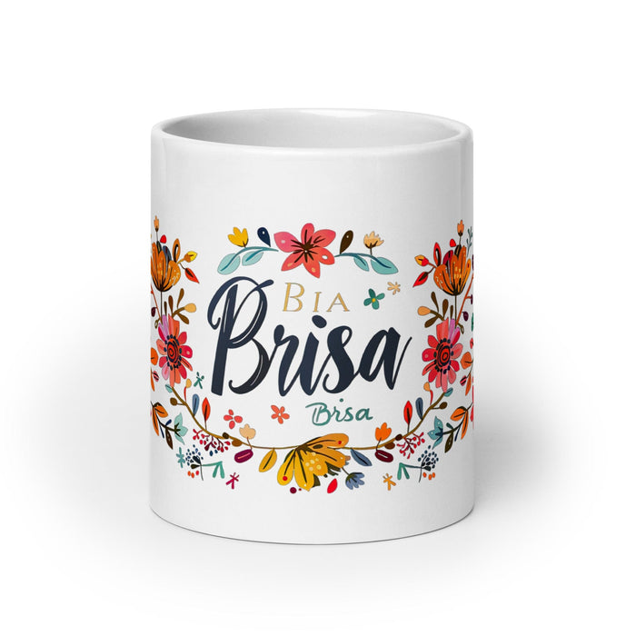 Brisa Exclusive Name Art Piece Home Office Work Coffee Mug Mexican Spanish Pride Gift Cup One-Of-A-Kind Calligraphy White Glossy Mug | B21 Mexicada