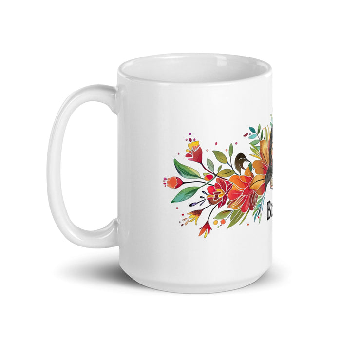 Brisa Exclusive Name Art Piece Home Office Work Coffee Mug Mexican Spanish Pride Gift Cup One-Of-A-Kind Calligraphy White Glossy Mug | B26 Mexicada