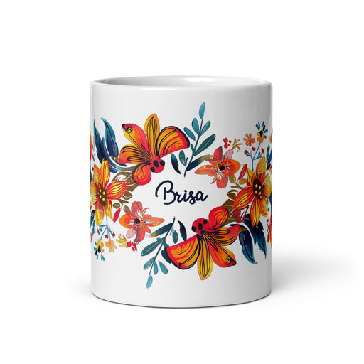 Brisa Exclusive Name Art Piece Home Office Work Coffee Mug Mexican Spanish Pride Gift Cup One-Of-A-Kind Calligraphy White Glossy Mug | B30 Mexicada