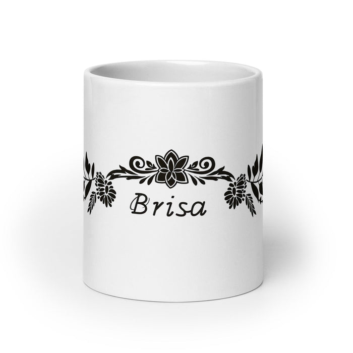 Brisa Exclusive Name Art Piece Home Office Work Coffee Mug Mexican Spanish Pride Gift Cup One-Of-A-Kind Calligraphy White Glossy Mug | B7 Mexicada