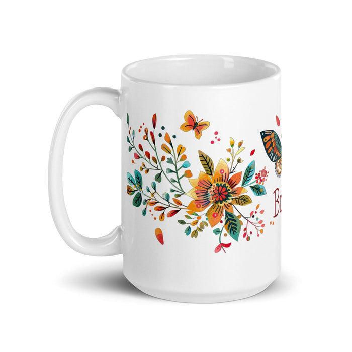 Brisa Exclusive Name Art Piece Home Office Work Coffee Mug Mexican Spanish Pride Gift Cup One-Of-A-Kind Calligraphy White Glossy Mug | B8 Mexicada