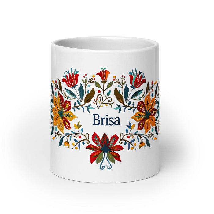 Brisa Exclusive Name Art Piece Home Office Work Coffee Mug Mexican Spanish Pride Gift Cup One-Of-A-Kind Calligraphy White Glossy Mug | B9 Mexicada