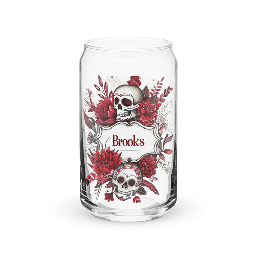 Brooks Exclusive Name Art Piece Can-Shaped Glass Home Office Work Mexican Spanish Pride Gift Cup One-Of-A-Kind Calligraphy Glass | B11 Mexicada 16 oz (No Lid No Straw)