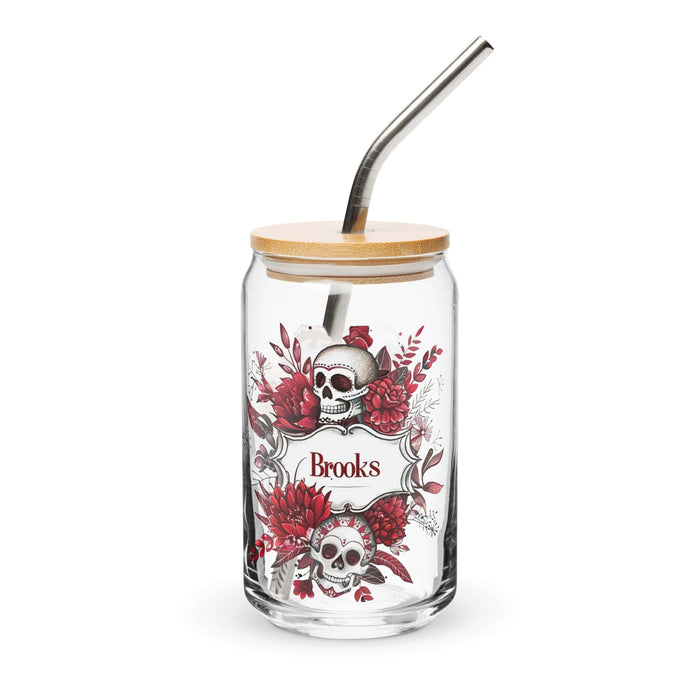 Brooks Exclusive Name Art Piece Can-Shaped Glass Home Office Work Mexican Spanish Pride Gift Cup One-Of-A-Kind Calligraphy Glass | B11 Mexicada 16 oz With Lid & Straw